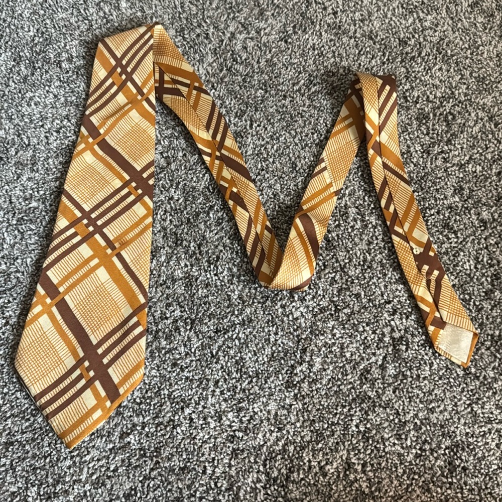 Nina Ricci Paris Orange/Brown Striped Neck Tie Men’s